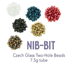 Nib Bit Czech Glass Two-Hole Beads, 8g 2.5" Tube, approx 175+ Beads, Mini Duos