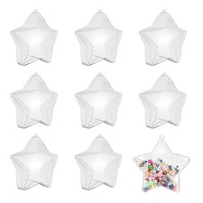 10Pcs Star Clear Fillable Balls Ornament with No Hole Pearl, 3.9Inch Hanging