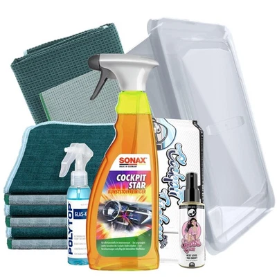AUTOPFLEGE Kit de limpieza Sonax CockpitStar limpiador de plástico limpiador de vidrio microfibra fragancia