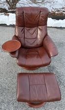 Ekornes Stressless Medium MAYFAIR Wine Leather Swivel Recliner Chair  Ottoman
