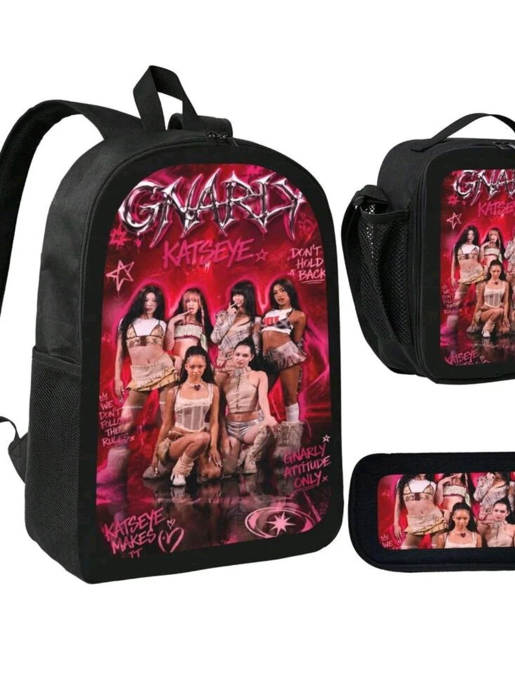 Katseye Gnarly  Backpack 3 Piece Set For Girls Boys, School Bookbag With...