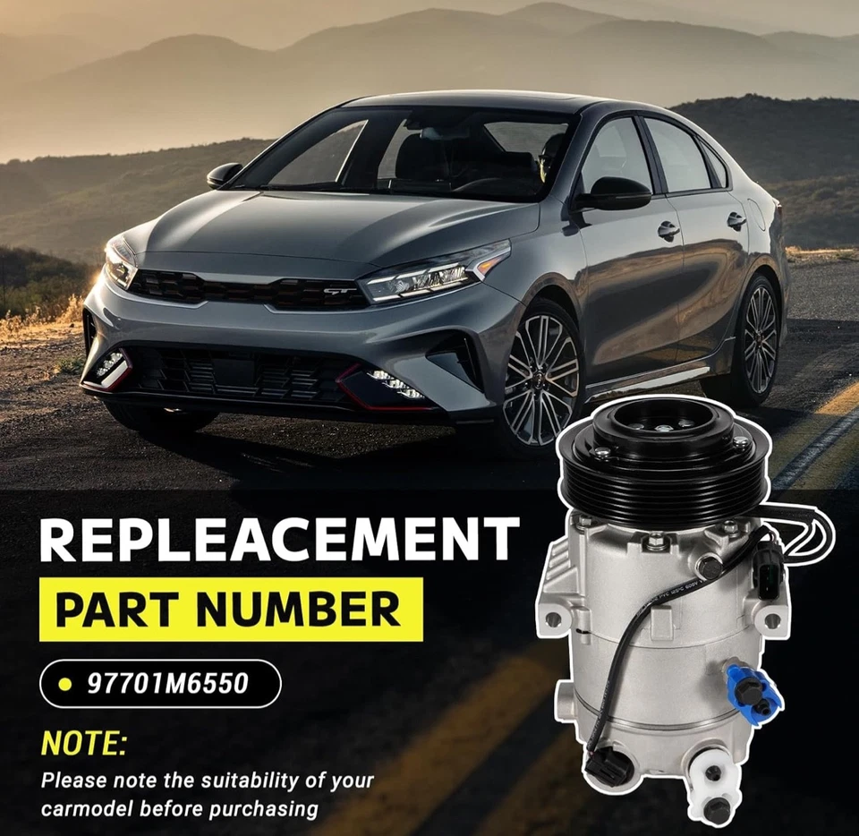 97701M6550 Air Conditioner AC Compressor with Clutch Compatible with Kia Forte 2 - Image 2 of 4