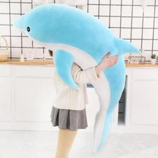 100CM Big Size Dolphin Plush Toys Lovely Stuffed Soft Animal Pillow Fish Gifts