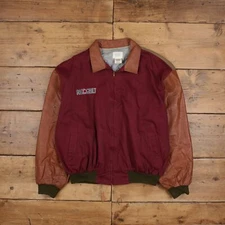 Vintage Rainbow Creations Bomber Jacket XL 90s Leather Workwear USA Made Red