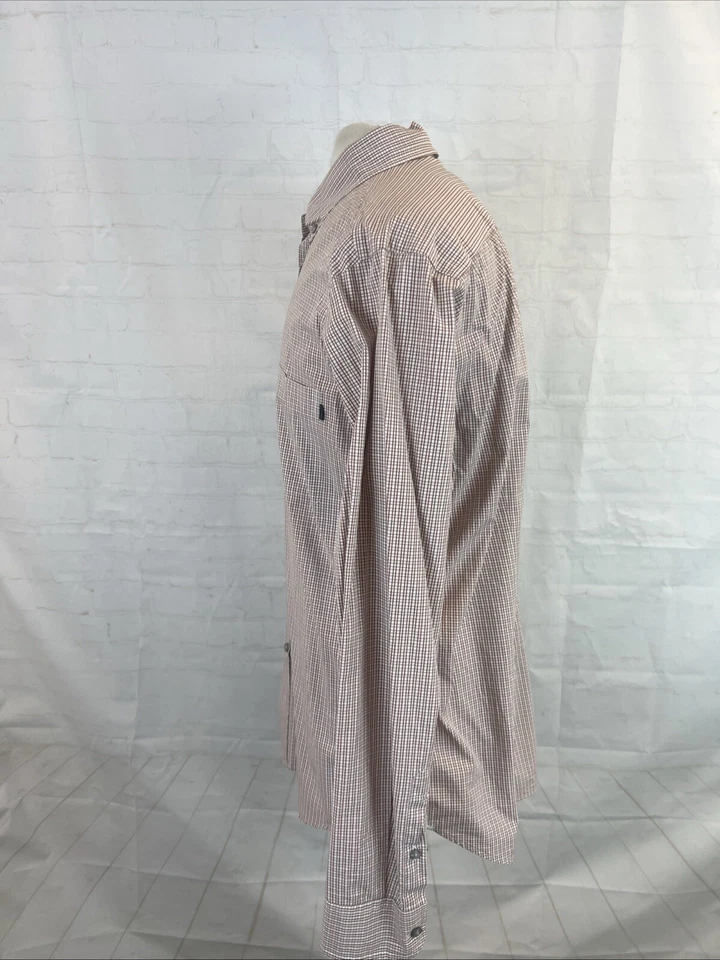 Мужская оранжевая коричневая клетчатая хлопковая сорочка Ermenegildo Zegna XL 295 долл. США - Изображение 4 из 4