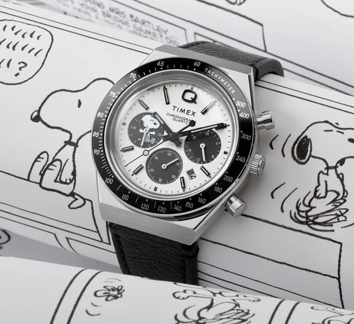 Q Timex Chronograph x Peanuts Snoopy 40mm Leather Strap Q Timex Chronograph x Peanuts Snoopy 40mm Leather Strap