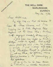 "Royal Botanic Gardens" David Prain Hand Written 2 Page Letter Dated 1934