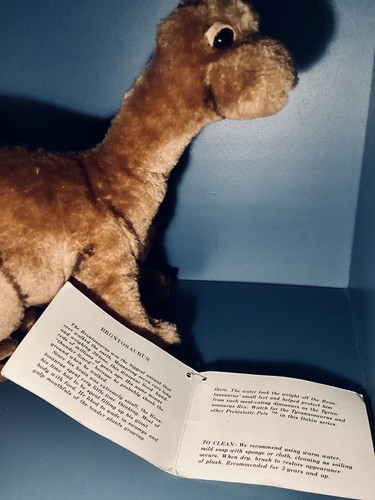 Vintage 1980 Dakin Brown Brontosaurus Dinosaur Prehistoric Pets New with Tag - Picture 5 of 11