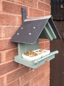 Bird Feeder Table Large Handmade Wooden Slate Roof For
