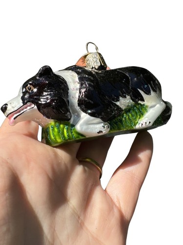 Old World Christmas BORDER COLLIE Blown Glass Dog Breed Ornament - Picture 2 of 9
