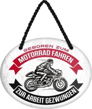 Schilderkreis24 - Lustiger Spruch Blechschild “Geboren zum Motorrad fahren“ Deko