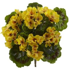 Nearly Natural Geranium Artificial Bush UV Resistant Home Decor Yellow Set of 4