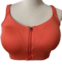 All In Motion Women's High Support Zip Front Sports Bra 34DD Orange Comfort