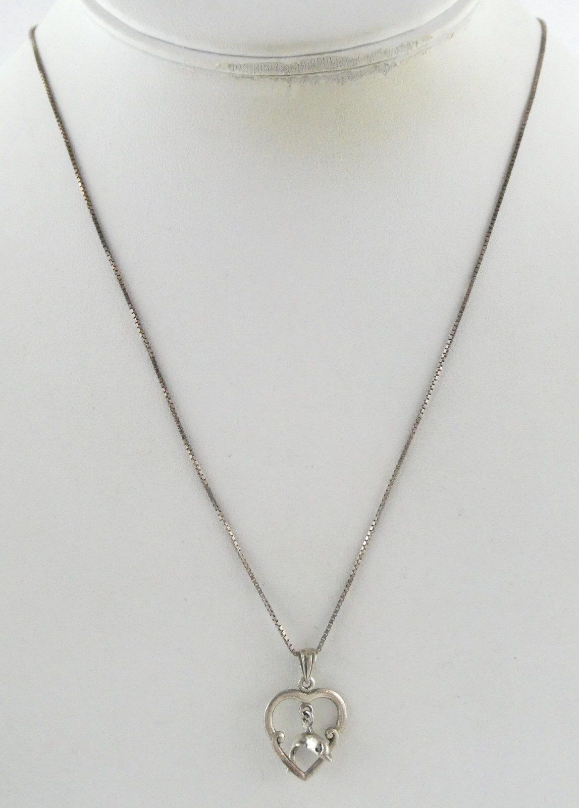 Sterling Silver Jumping Dolphin Through Heart Pen… - image 2