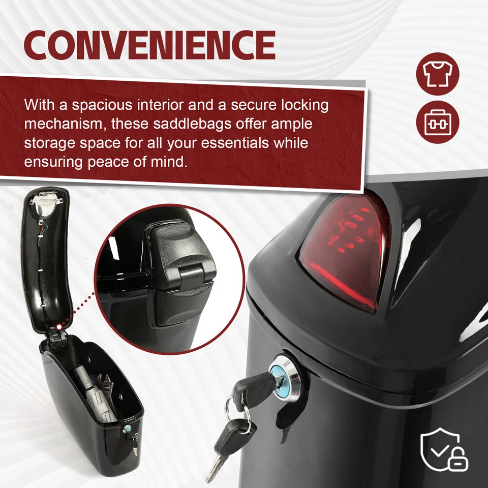 Motorcycle Universal Luggage Hard Saddle Bags For Harley Honda Yamaha Cruiser - Image 4 of 4