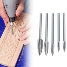 5x Woodworking Electric Wood Carving Hand Tool Chisel Drill Head Rotary