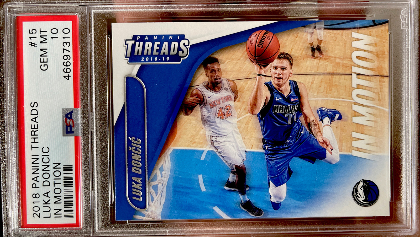 2018 Panini Threads Luka Doncic Rookie in motion PSA 10 Gem Mint Mavs All Star