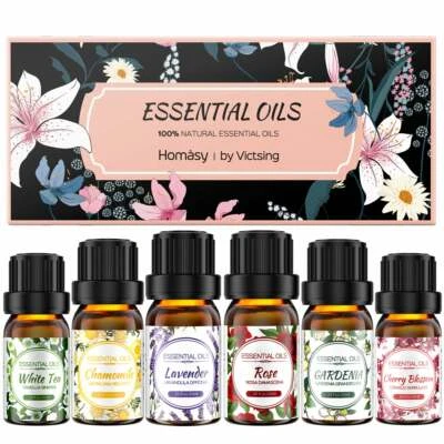 HOMASY Floral Essential Oils Set. Aromatherapy. Diffuser Oil. Gift Set. (6x10ml)