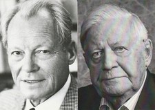 SPD Willy Brandt und Helmut Schmidt 2 Postkarten Die Granden der SPD