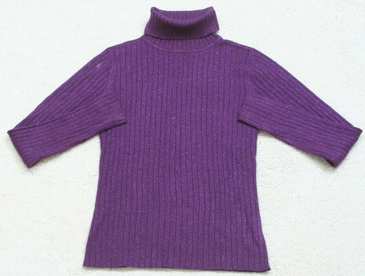 Small Chadwick's Long Sleeve Turtleneck Women's Sweater Top Purple