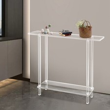 Acrylic Table Clear Entry Table Small Entryway Table W/ Open Shelves 100×80×20cm