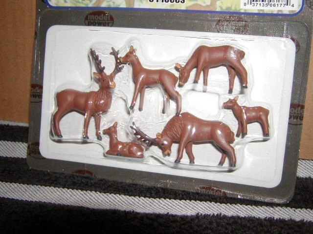 Model Power No. 6177 Deer 6 Pieces Figure Pack O 027 MIB New Seal - Image 3 of 4