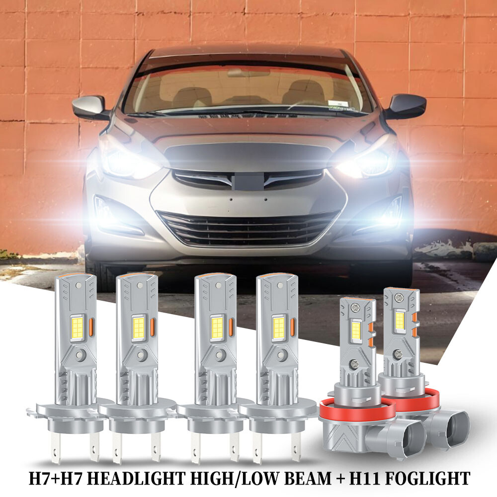 For Hyundai Azera Sedan 4-Door 2011-2017 White LED Headlight Fog Light Bulbs Kit