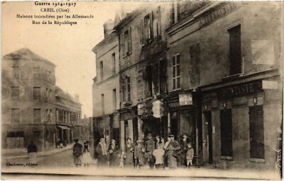Old postcard Creil Rue de la République Guerre (1185833)