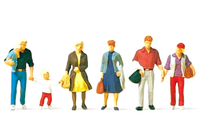 Preiser 10517 Gehende Reisende 6 Figuren H0 1:87 Handbemalt Neu + Ovp