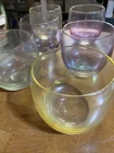 Vtg Federal Glass On The Rocks Tumblers Roly Poly Rainbow Cocktail Glasses MCM