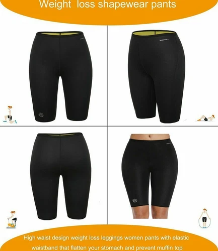 Women Fat Burning Sweat Sauna Pants Shorts Body Shaper Waist Trainer Weight Loss - Picture 10 of 22