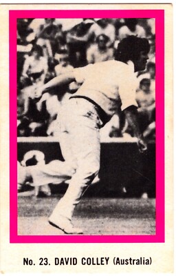 1974 Sunicrust Cricket Card Australia- David Colley #23