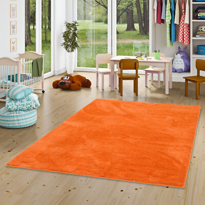 Super Soft Kinder Hochflor Teppich Silky Kids Orange