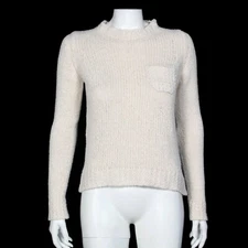 A.P.C. Chunky Knit Ivory Pocket Sweater Jumper Cozy Cottagecore Womens XS -232