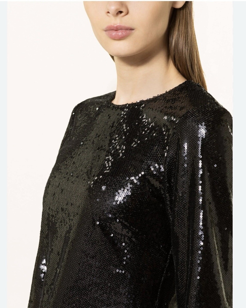 reiss black sequin dress Reiss Halston Plunge Neck Sequin Maxi Dress in Black