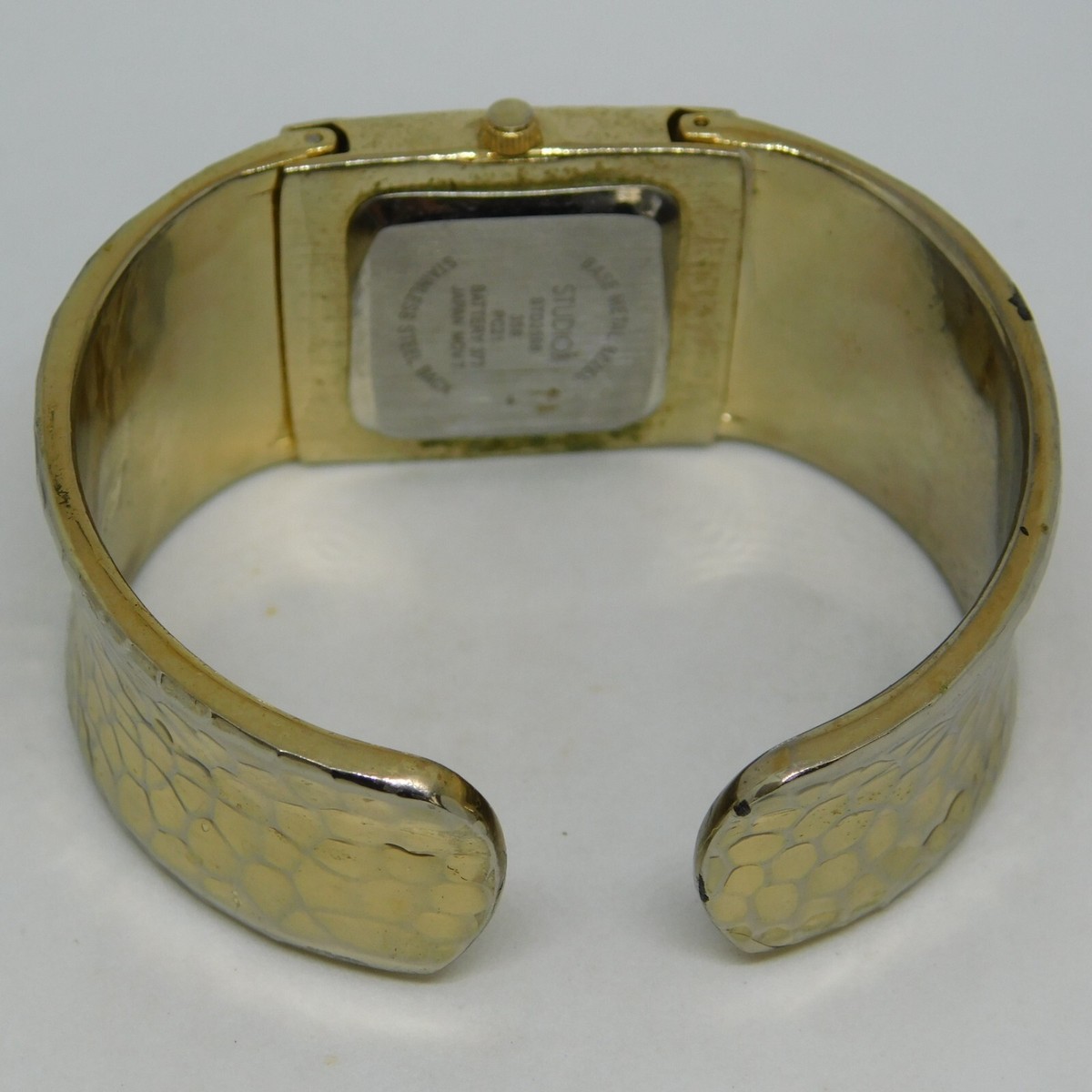 Studio STD2458 Womens HammeredCuff Bracelet Watch Square Beaded Bezel Japan Movt Japan Movt Bezel Watch - Etsy main image 3