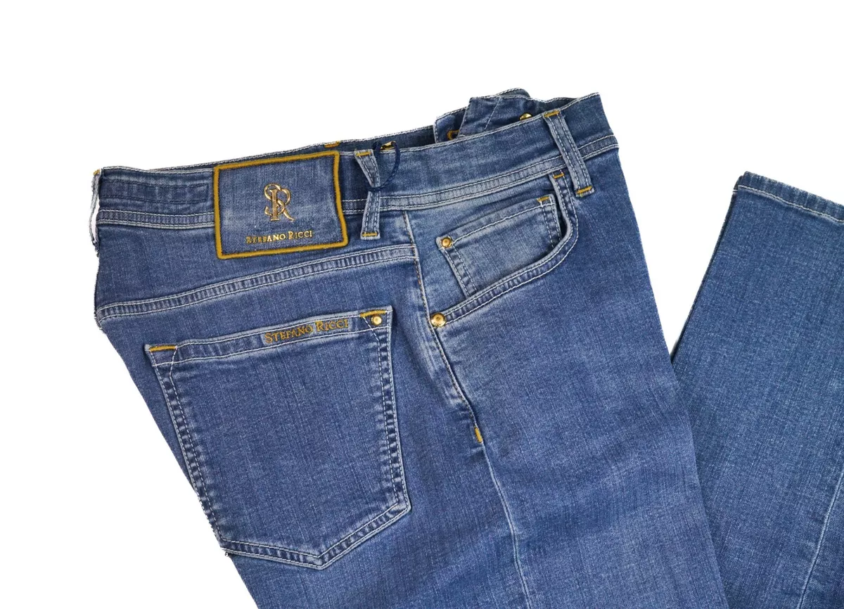 NEW STEFANO RICCI Luxury Jeans LOGO Cotton Size 33 Us 49 Eu RJ626