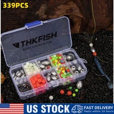 THKFISH 339PCS Fishing Weight Sinkers Fishing Beads Carolina Rig Texas Rig Kit