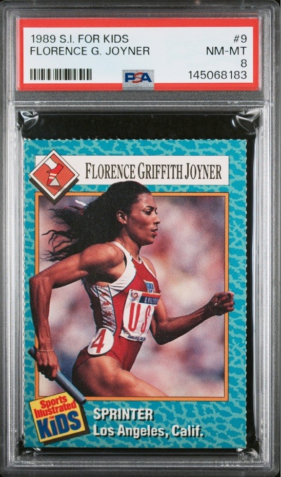 FLORENCE GRIFFITH JOYNER ROOKIE RARE USA TRACK 1989 SI for Kids FLO JO PSA 8
