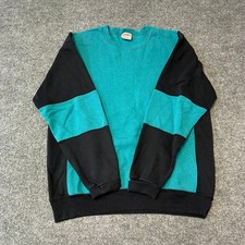 Nutmeg Mills Sweatshirt Mens Size M Teal Black Color Block Vintage USA Made