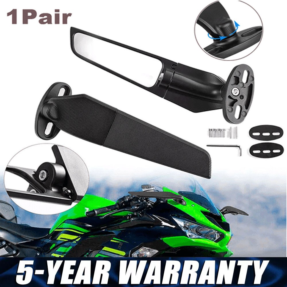 For KAWASAKI NINJA ZX6R ZX10R Enlarged Mirror Winglet Wind Motorcycle Rear View