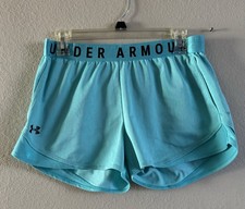 Under Armour Women  s Heat Gear Loose Shorts Aqua Sz Medium Pockets Elastic Waist