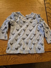 Blue With Hearts Baby Top 6-9 Months  George