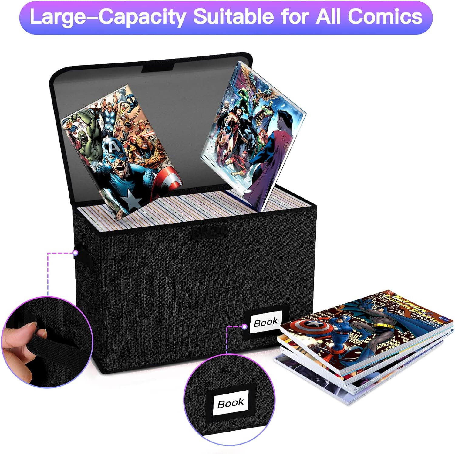 5 Pack Comic Book Storage Boxes 15.8"x7.8"x11.8"