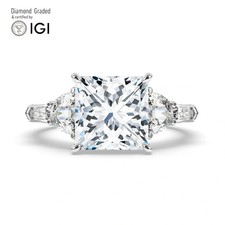Princess Diamond Engagement Ring Platinum Labgrown 4 Ct Solitaire