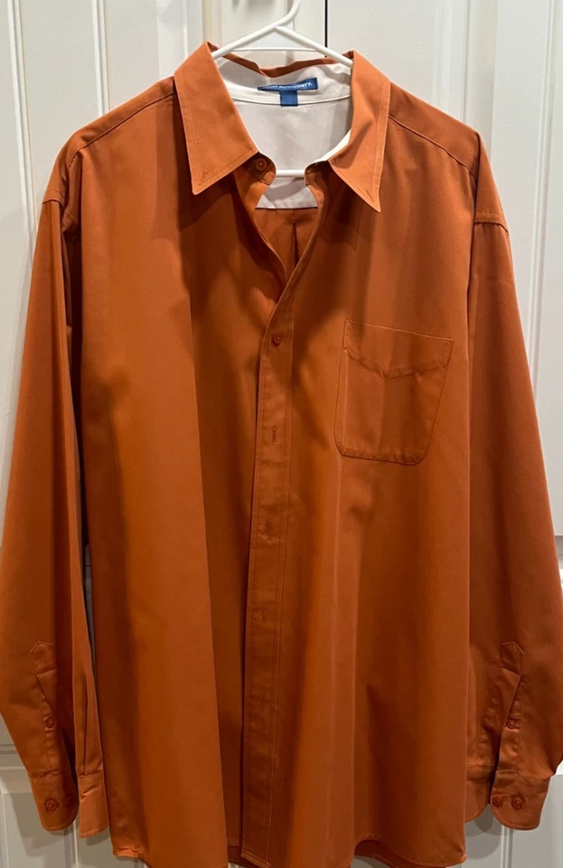 Мужская рубашка с длинным рукавом размер 2XL Port Authority жженый оранжевый цвет на пуговицах - Изображение 3 из 4