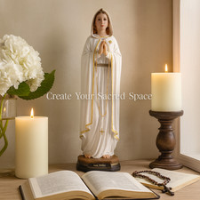 Rosa Mystica Statue | Estatua de la Rosa Mística Resin Catholic Figurine 8" inch