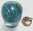 MCM Murano TURQUOISE Blue Aventurine Art Glass Table Lighter Italy Venetian Tag — photo 4