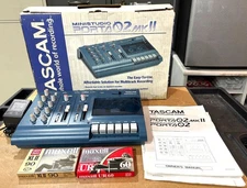 Tascam Porta 02 Mk II 4 Track Cassette Recorder; New Tape, Pwr Supply and Manual