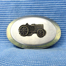 Tractor Belt Buckle Antique Tractor Farmer Rancher Agricultural Vtg 80s .GTA007
